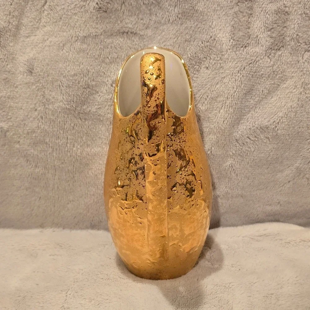 Vintage Deena Art Studios 22KT Weeping Gold Ceramic Pitcher Ewer MCM Decor 6